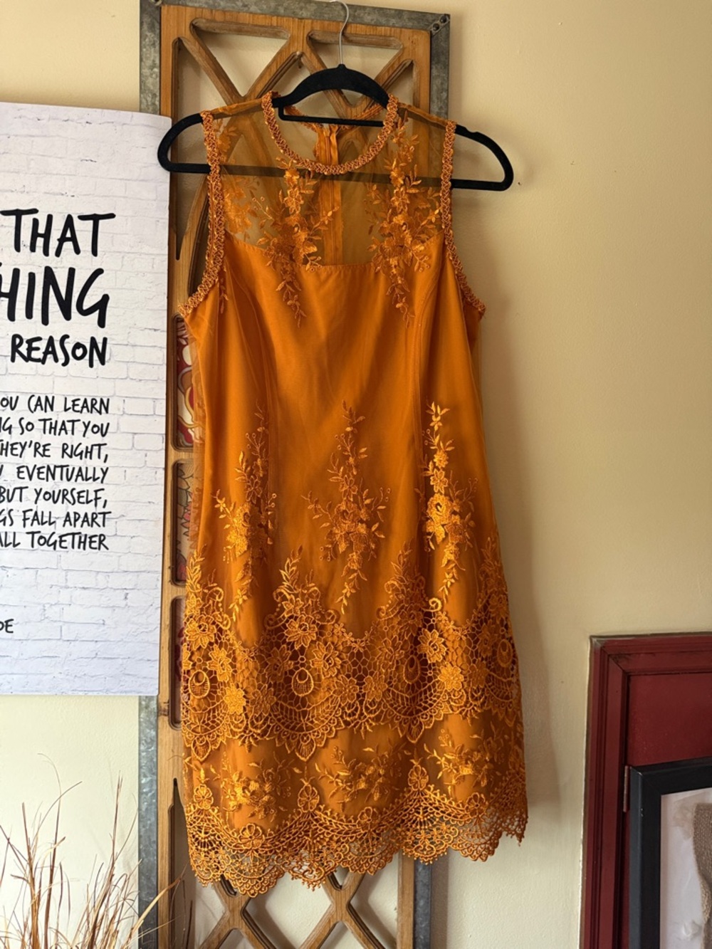 Nanette Lepore Mustard Sleeveless Embroidered Mini Dress